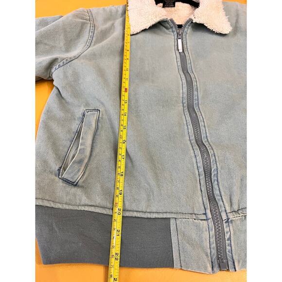 Ring of Fire Sherpa Collar Chambray Jean Bomber Jacket Size XL - Picture 6 of 6